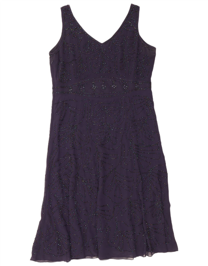 Marks & Spencer Vestido acampanado sin mangas para mujer UK 46 Poliéster morado grande