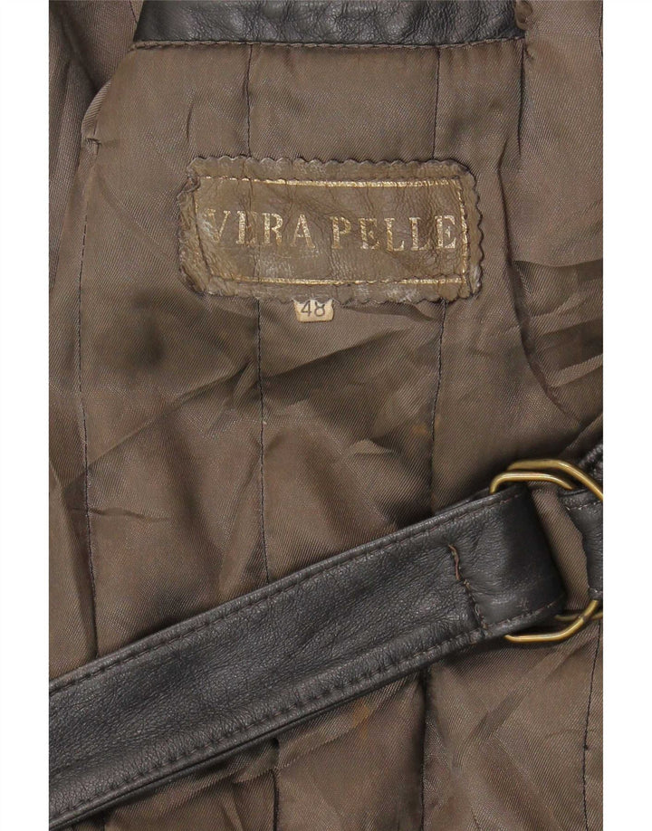 Chaqueta de cuero vintage para hombre IT 48 Medio Negro