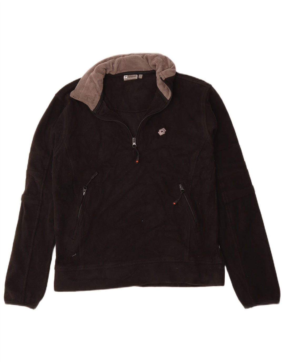 Lotto - Jersey de forro polar con cuello y cremallera para mujer, talla 40, poliéster negro grande