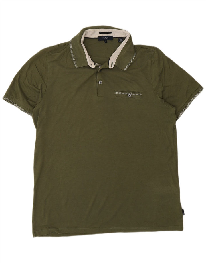 Ted Baker Polo para hombre talla 4 grande algodón caqui