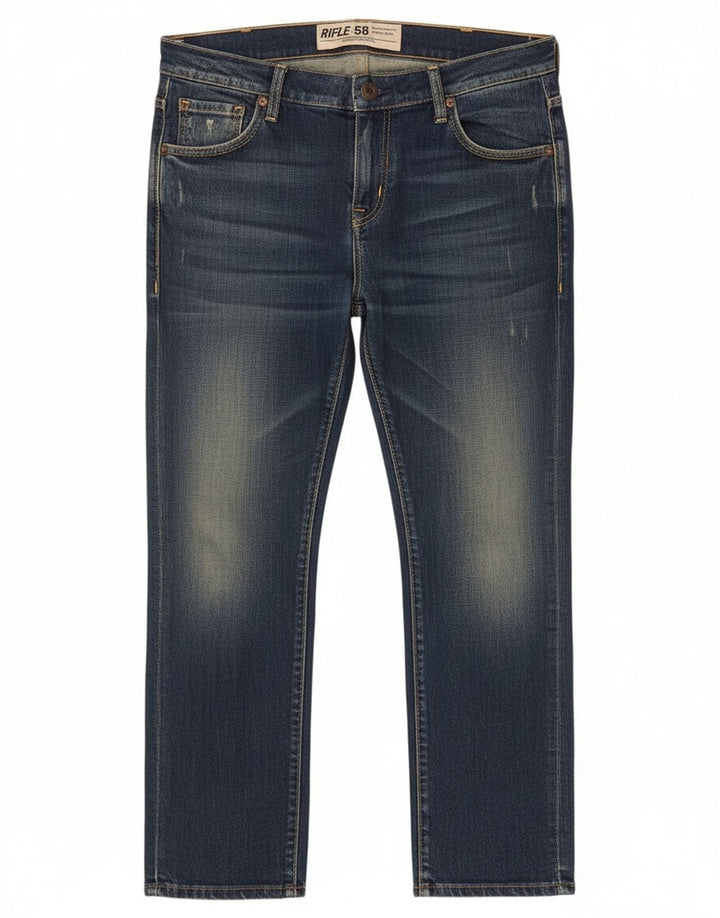 Vaqueros recortados para hombre Rifle W30 L25 Algodón azul marino