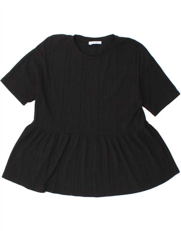 ZARA Womens Peplum Blouse Top UK 10 Small Black Vintage Zara and Second-Hand Zara from Messina Hembry 