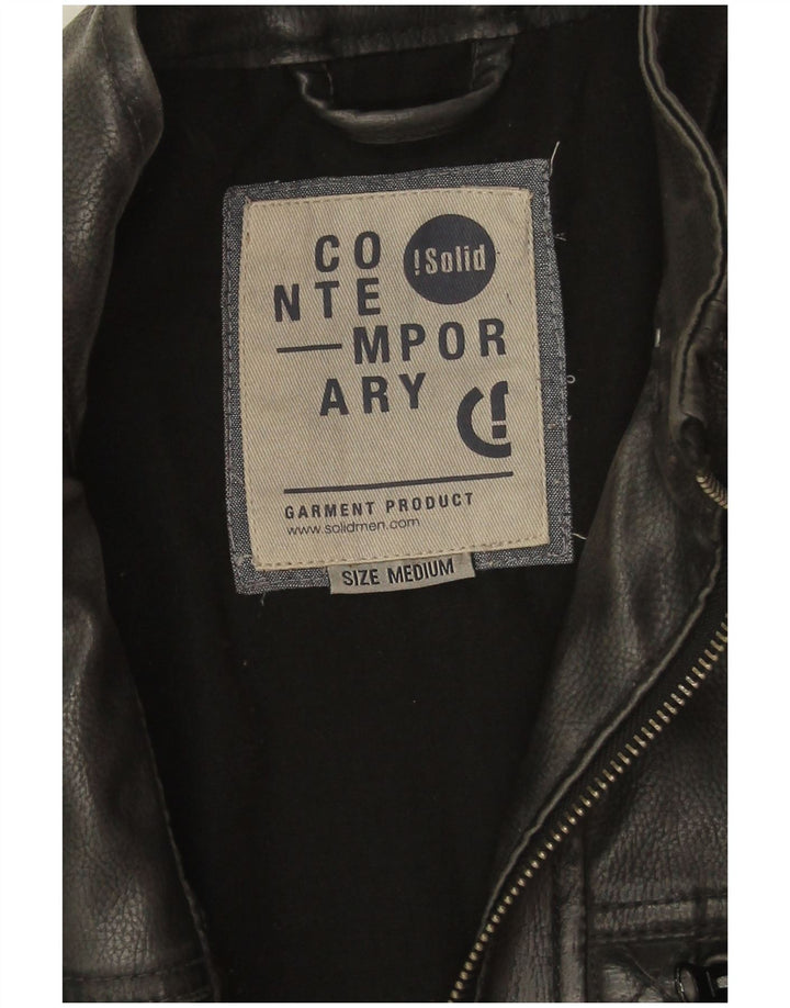 Vintage chaqueta de cuero para hombre Reino Unido 38 cuero negro medio