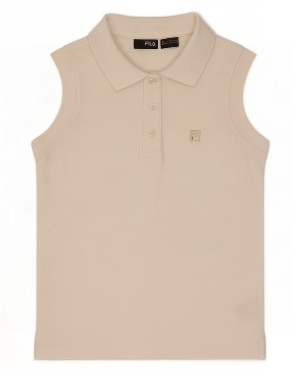 Fila Polo sin mangas para mujer UK 12 Medium White Cotton