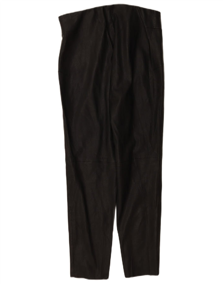 Zara Mujer Pantalones Slim De Cuero Grande W30 L27 Negro
