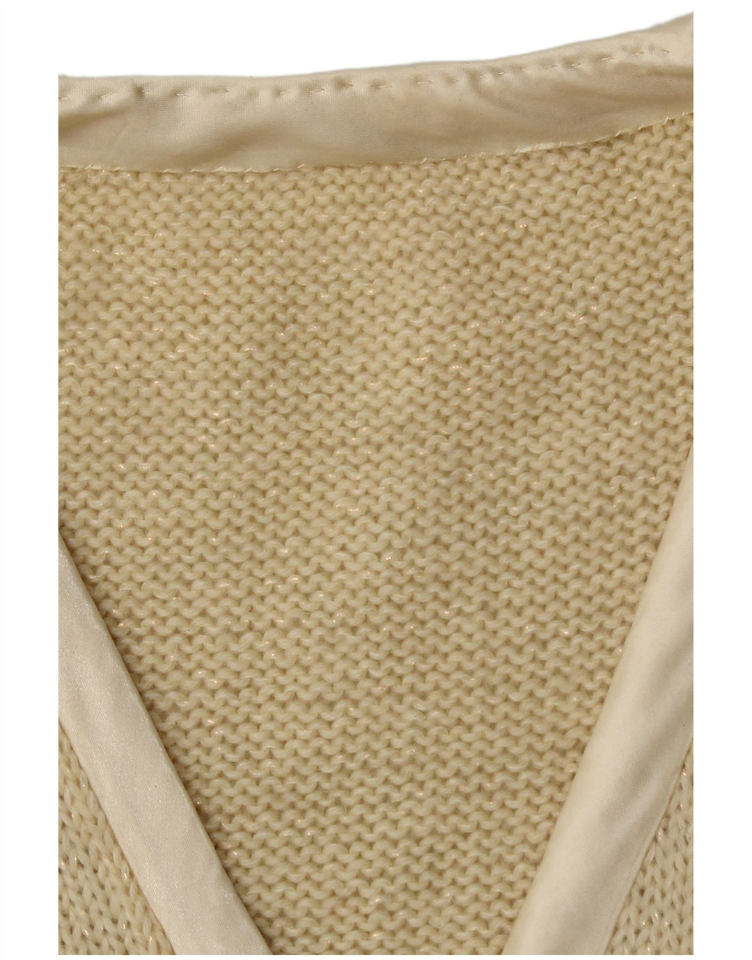 Vintage mujer V-cuello jumper suéter Reino Unido 14 Medio Beige