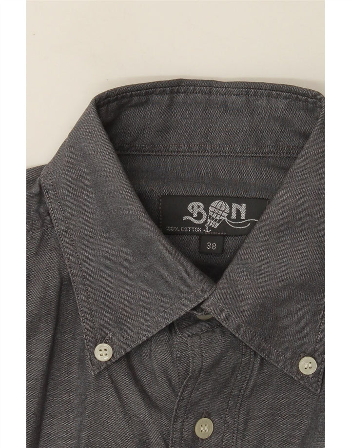 Camisa vintage para hombre talla 38 algodón gris medio