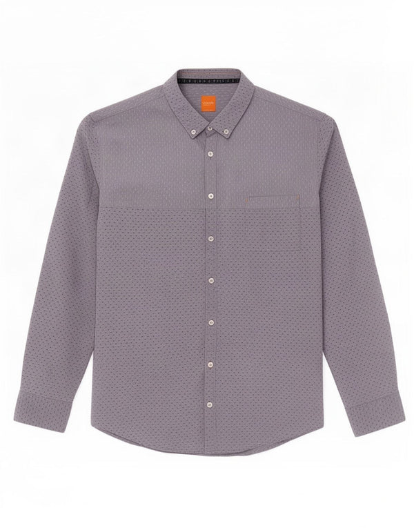 Camisa Hugo Boss Hombre Grande Algodón Manchado Gris