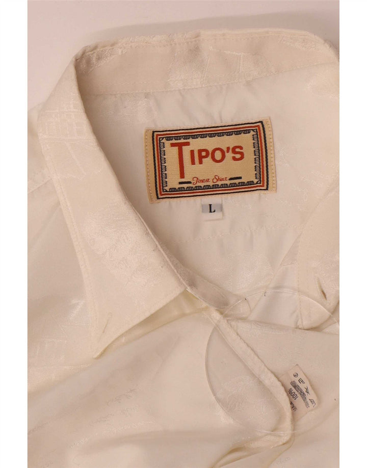 Camisa Tipo' S para hombre grande poliéster blanco