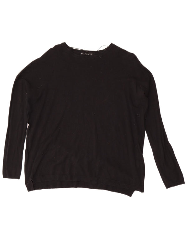 Zara Womens Oversized Boat Neck Jumper Sweater UK 14 Medium Black