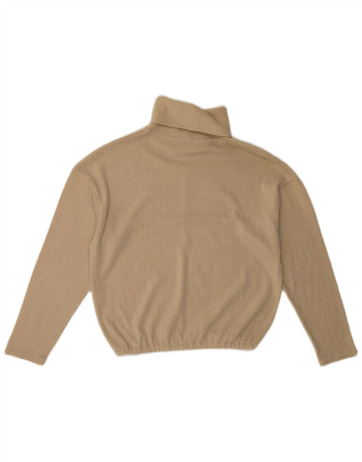 Zara Mujer Oversize Roll Neck Jumper Sweater UK 10 Small Beige Poliéster