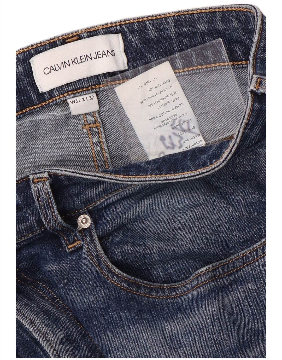 Calvin Klein Jeans ajustados para hombre W32 L32 Algodón azul