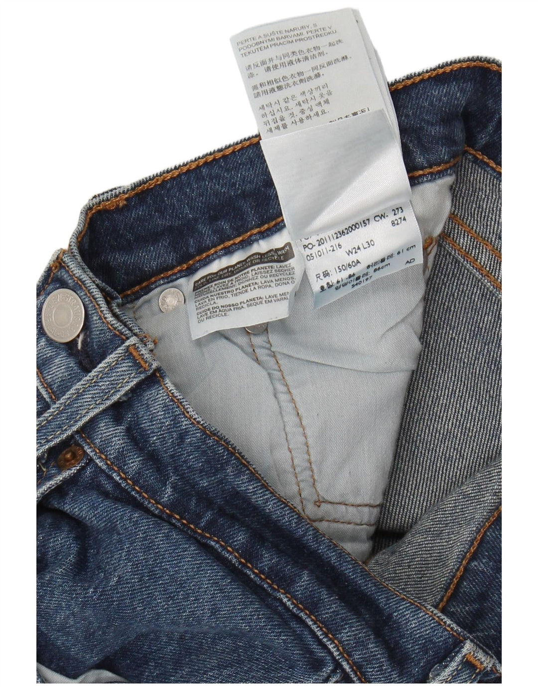 LEVI'S Vaqueros Rectos 501 Mujer W24 L30 Algodón Azul