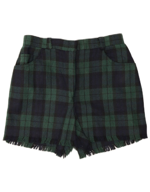 Onyx Pantalones cortos casuales de cintura alta para mujer pequeños W27 Acrílico a cuadros verdes