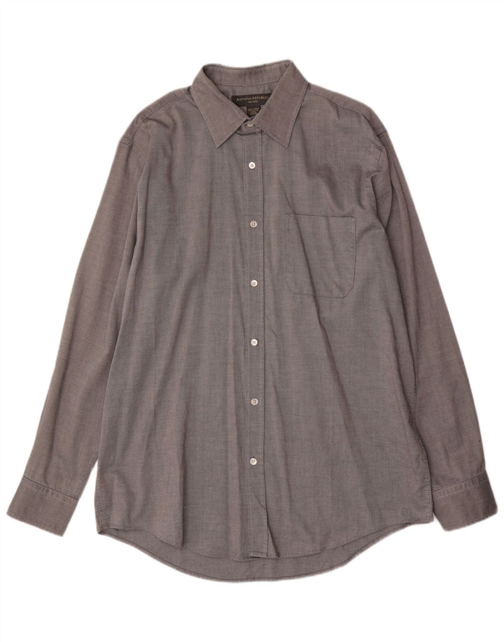 BANANA REPUBLIC Camisa de corte relajado para hombre Algodón gris grande