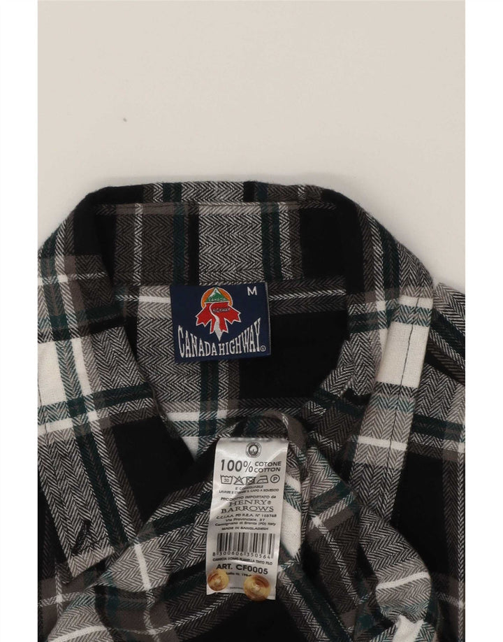 Camisa de franela vintage para hombre Algodón a cuadros negro medio