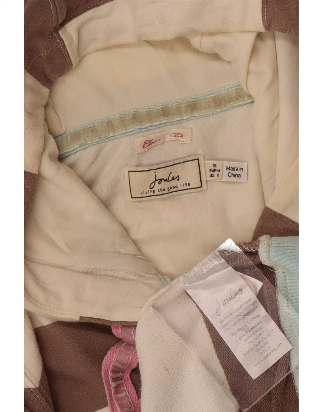 JOULES Jersey con capucha de corte clásico para mujer UK 40 Marrón medio Rayas