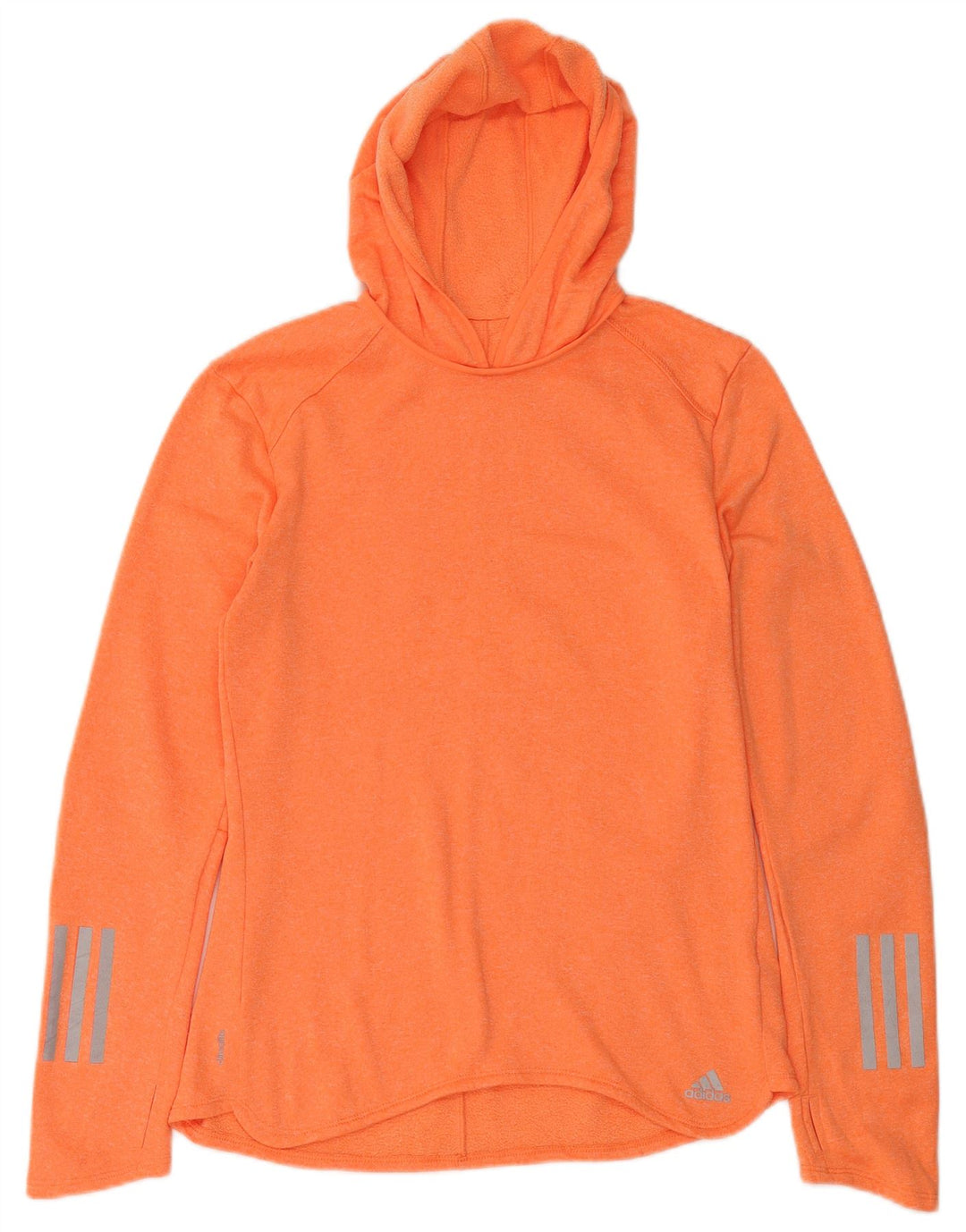 ADIDAS Womens Climalite Hoodie Jumper UK 12/14 Medium Orange Polyester