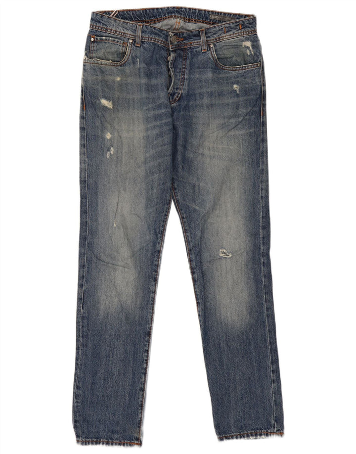 Vaqueros ajustados regulares desgastados para hombre Liu Jo W34 L32 Algodón azul