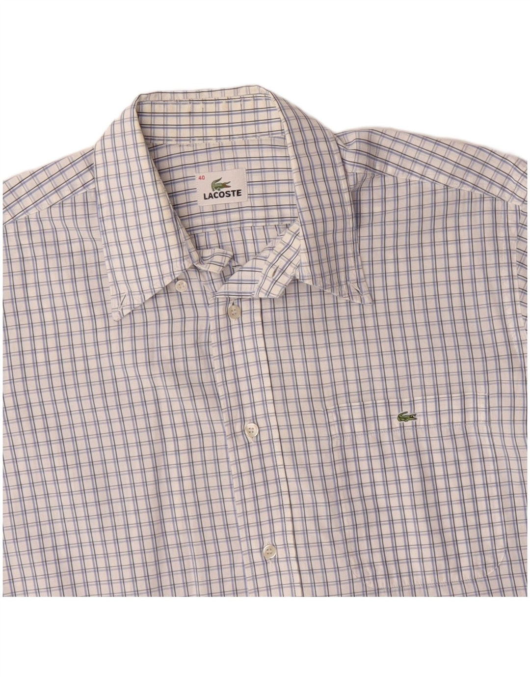 Camisa LACOSTE de manga corta para hombre talla 40 cuadros azules medianos