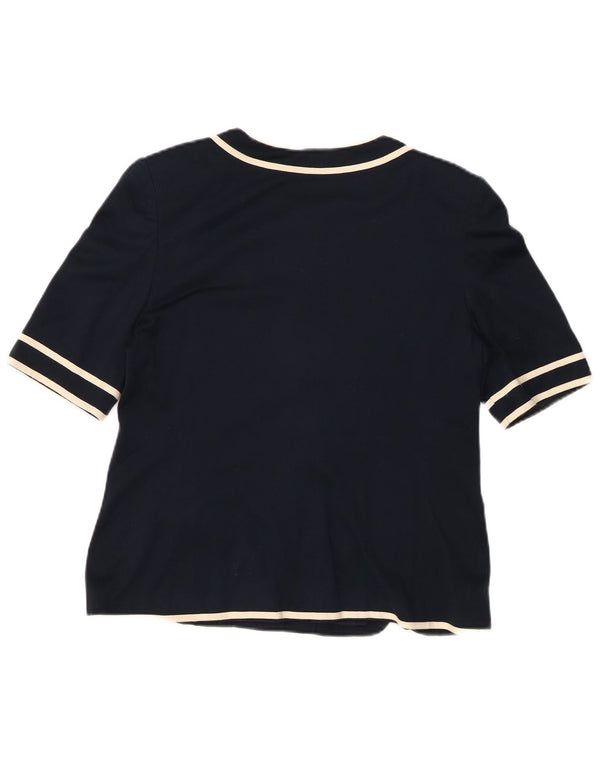 LUISA SPAGNOLI Chaqueta Blazer de Manga Corta para Mujer IT 44 Azul Marino Medio