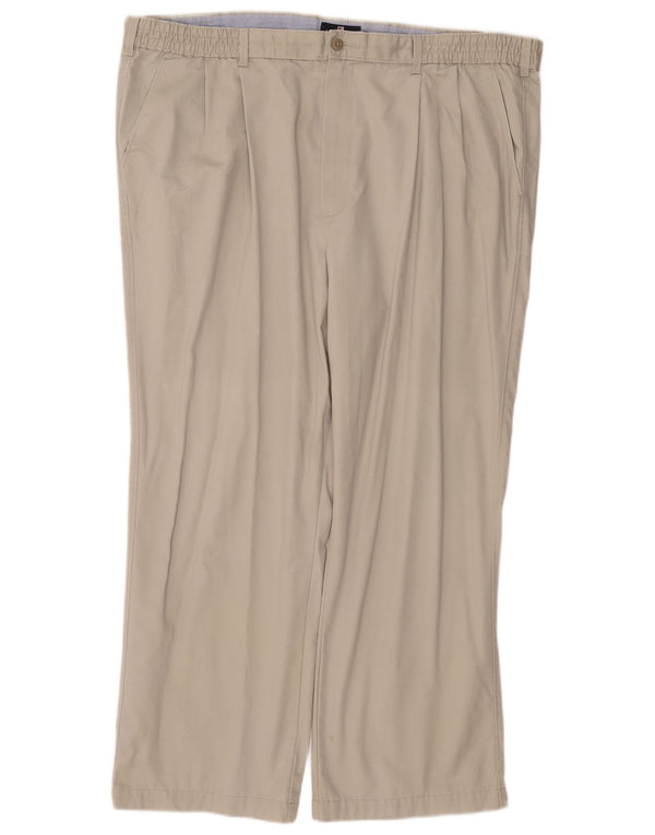 Marks & Spencer Pantalón chino con pinzas Harbor azul para hombre W44 L29 Beige