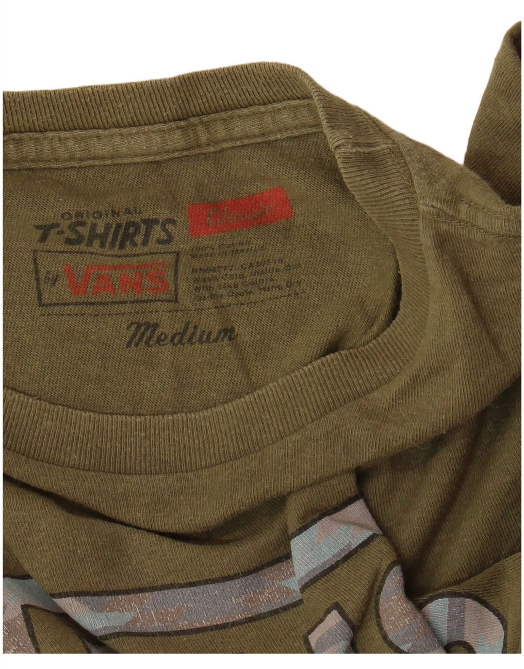 VANS Camiseta clásica con gráfico para hombre Top Medium Khaki Cotton