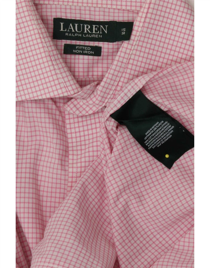Ralph Lauren Camisa ajustada para hombre Talla 15 38 Algodón a cuadros rosa mediano