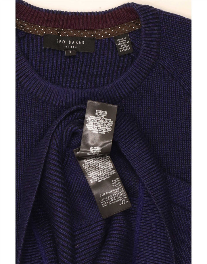 Ted Baker - Jersey de cuello redondo para hombre, talla 4, poliéster azul marino grande