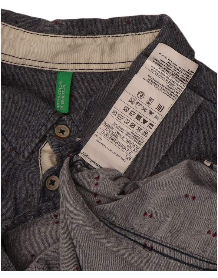 BENETTON Camisa Niño 13-14 Años 3XL Azul Marino Lunares Algodón