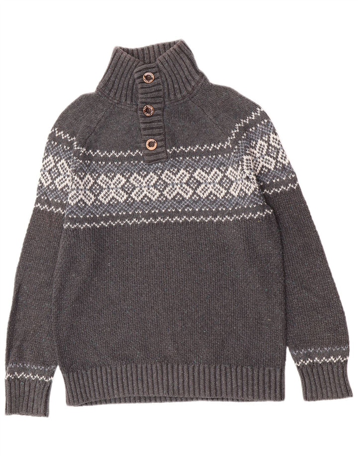 Jersey tipo jersey con cuello abotonado para hombre de Fat Face Gris medio Fair Isle Classic