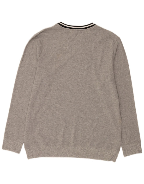 Calvin Klein Jersey con cuello redondo y gráfico para hombre, suéter grande a rayas grises