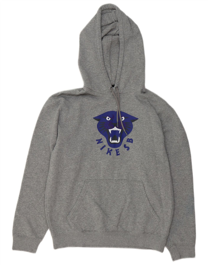 NIKE Sudadera con capucha gráfica para hombre, talla pequeña, algodón gris