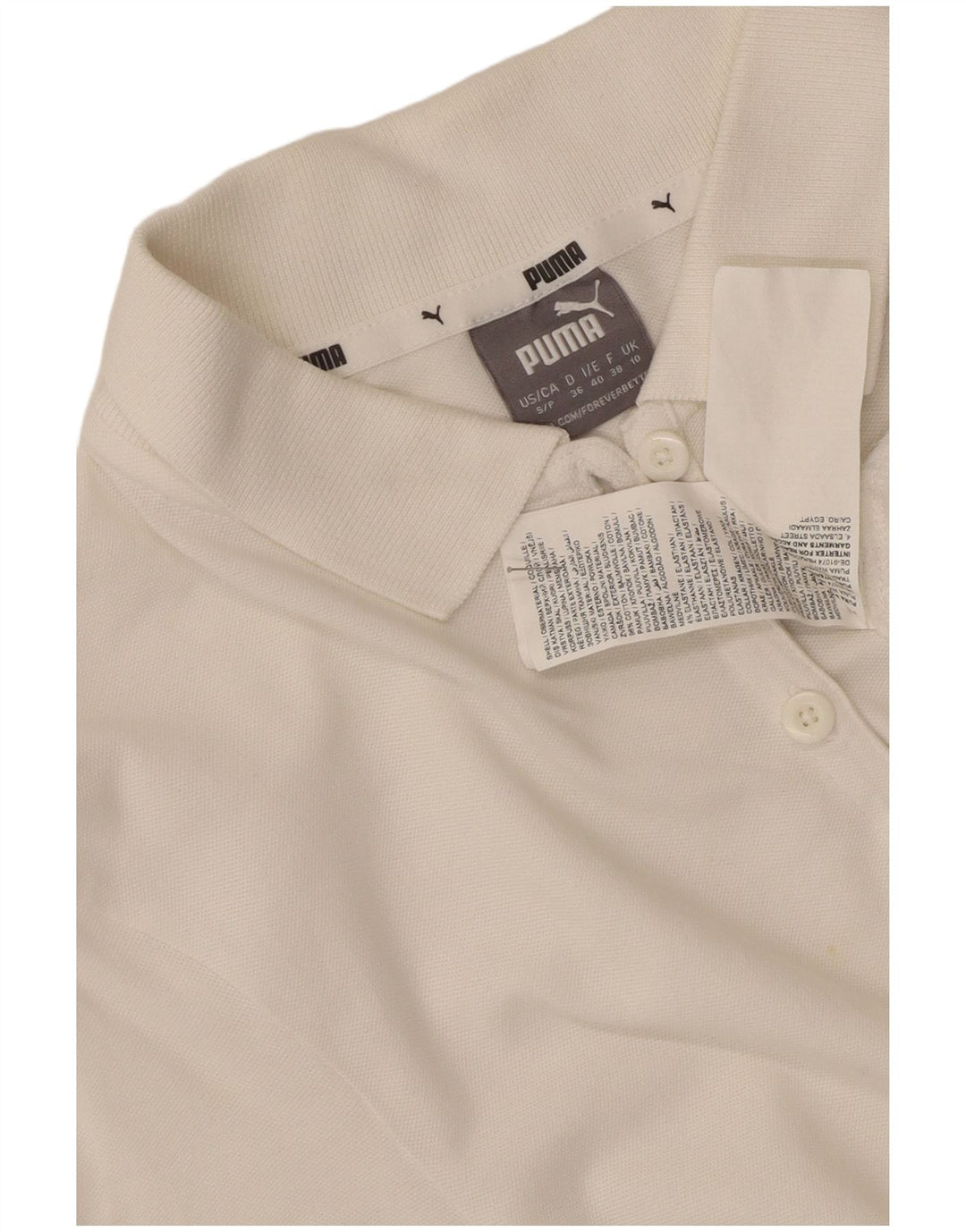 Puma Polo para mujer UK 10 Small White Cotton