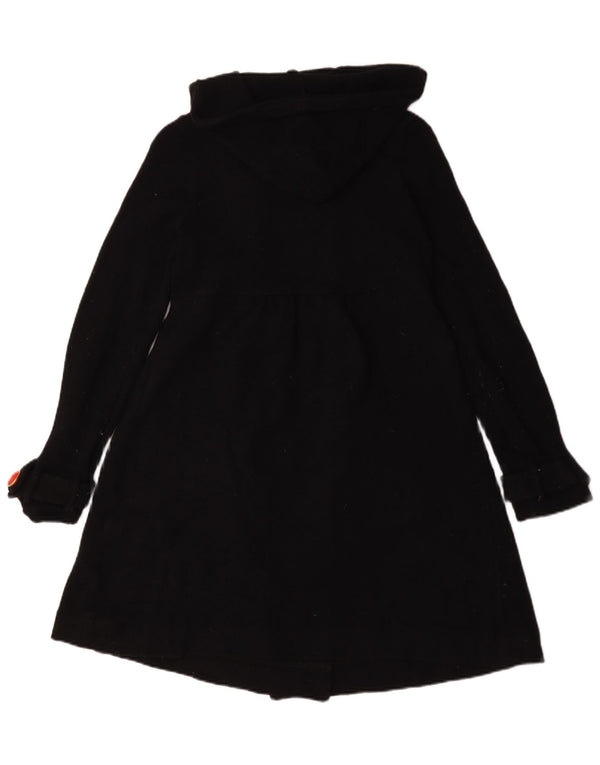 Zara Mujer Abrigo Cruzado Con Capucha UK 10 Small Lana Negra