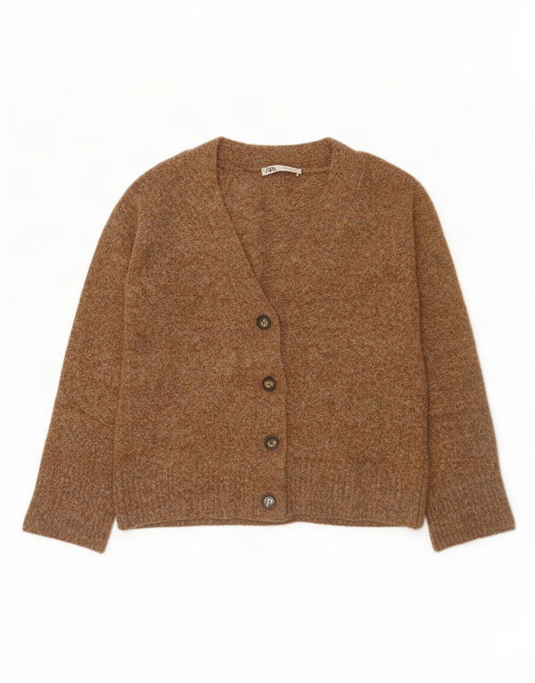Zara Mujer Suéter Cárdigan Extragrande UK 10 Small Marrón Poliéster