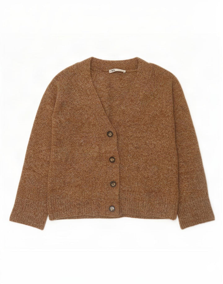 Zara Mujer Suéter Cárdigan Extragrande UK 10 Small Marrón Poliéster