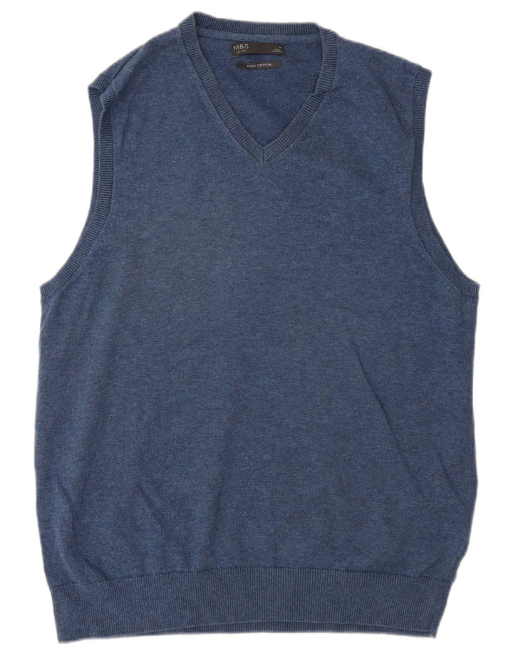 Marks & Spencer - Camiseta sin mangas para hombre, talla mediana, algodón azul marino