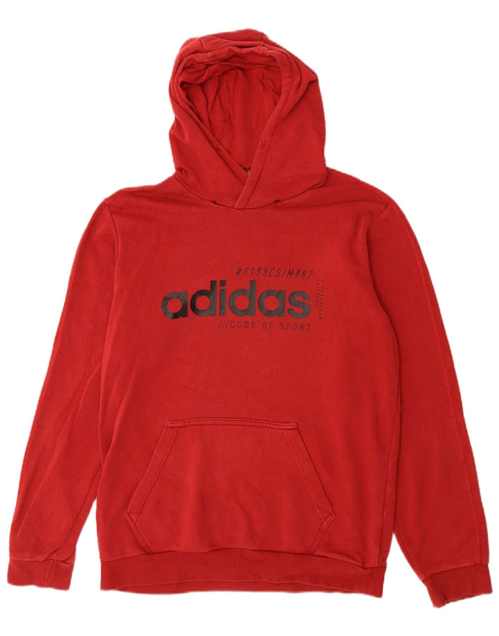Adidas Hombre Sudadera Con Capucha Gráfica Jersey De Algodón Rojo Medio