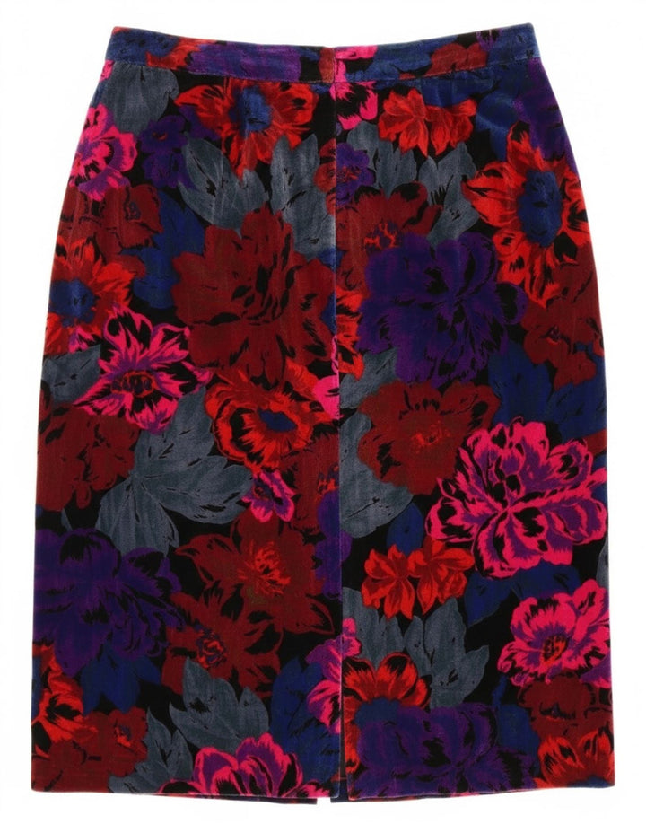 Vintage mujer lápiz falda W28 medio multicolor floral