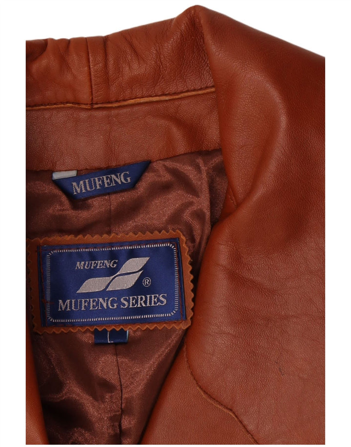 Vintage mujer chaqueta de cuero Reino Unido 14 grande marrón retro