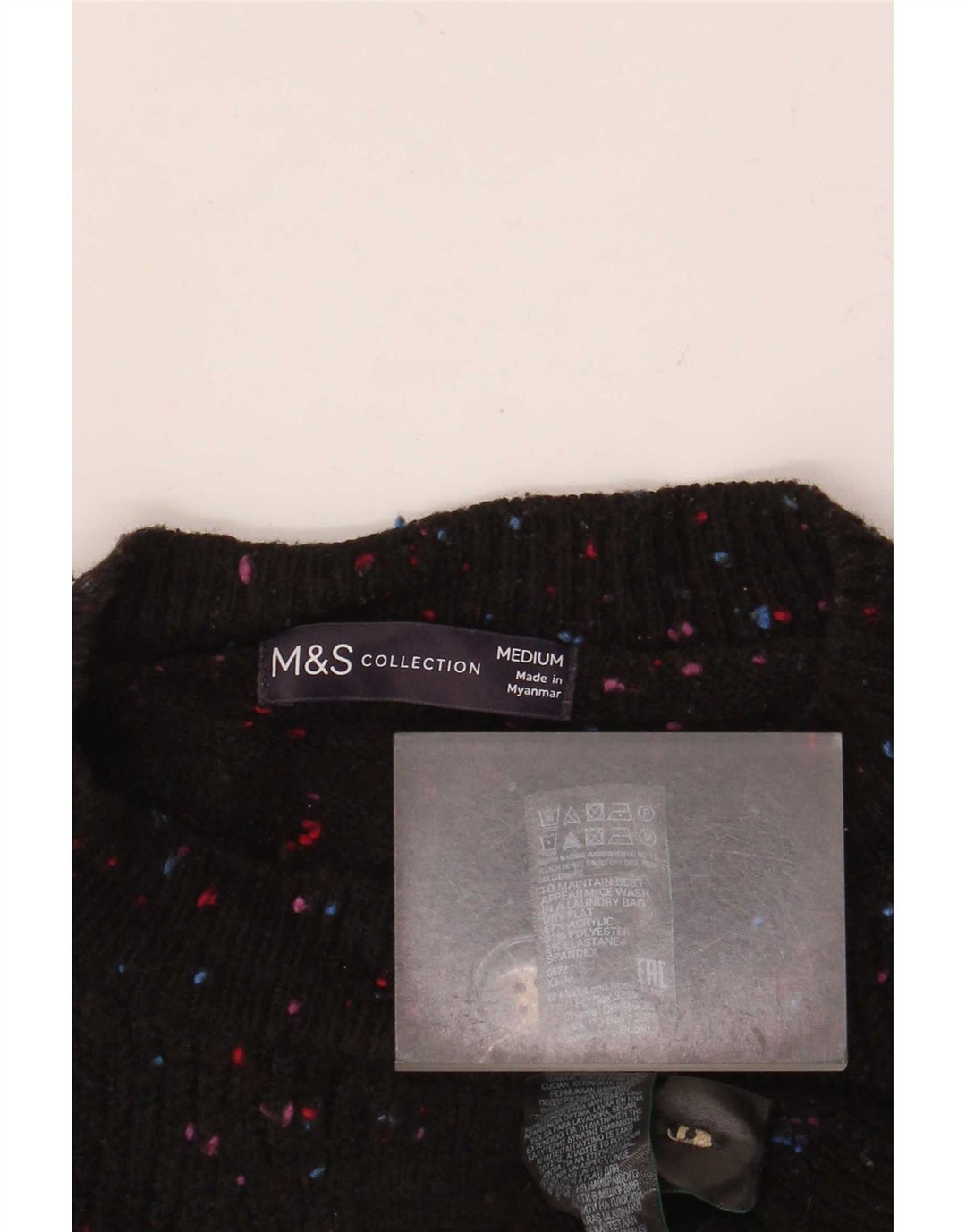 Marks & Spencer Suéter tipo cárdigan corto para mujer Reino Unido 44 Mediano Negro moteado