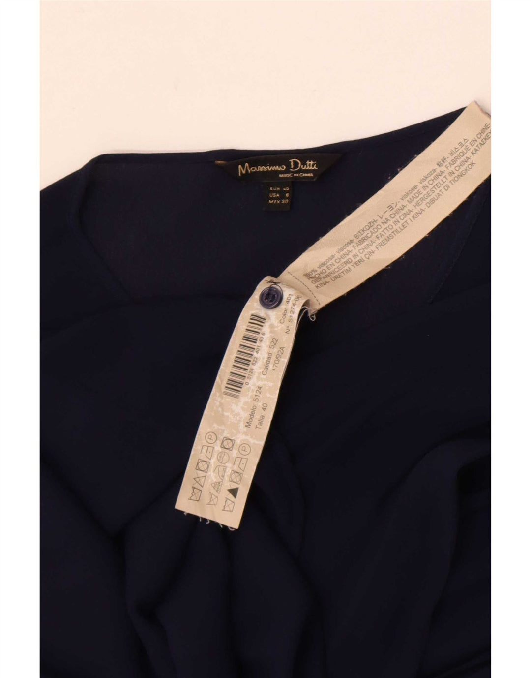 Massimo Dutti Blusa Camisa Mujer EU 40 Medio Azul Marino Viscosa