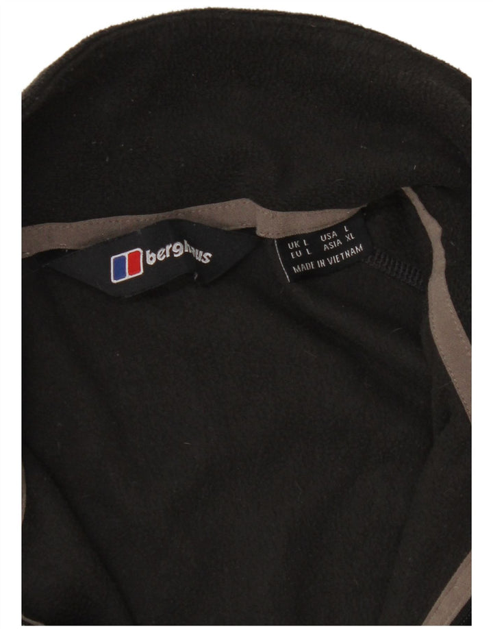 Berghaus Jersey de forro polar con cremallera y cuello para hombre, poliéster gris grande