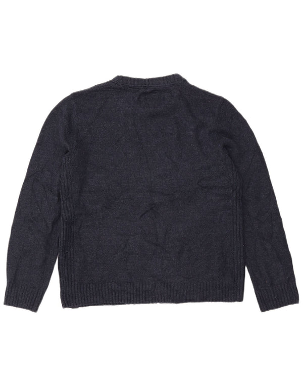 FAT FACE Suéter tipo jersey de cuello redondo de gran tamaño para mujer UK 10 Small Azul marino