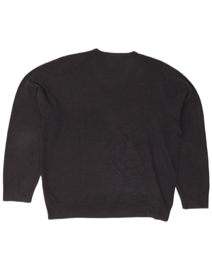 Marks & Spencer Suéter tipo jersey con cuello en V azul Harbor para hombre, talla grande, azul marino