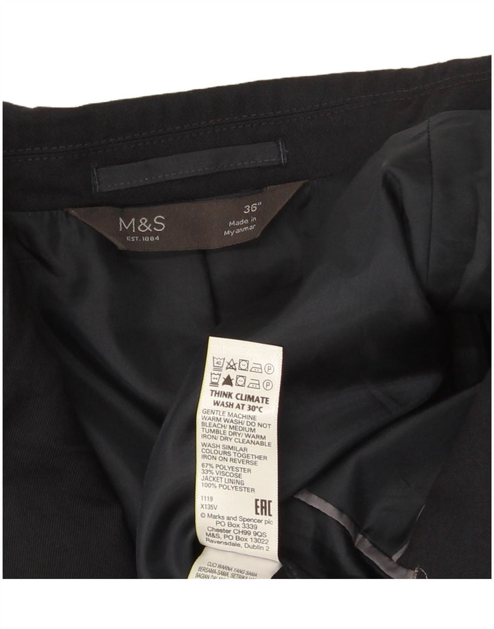 Marks & Spencer Chaqueta tipo blazer de 2 botones para hombre UK 36 Small Poliéster azul marino