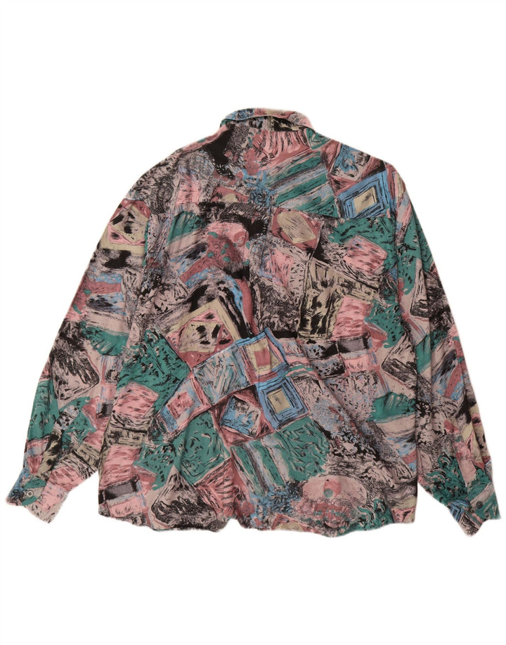 Vintage hombres patrón abstracto camisa tamaño 41/42 viscosa multicolor grande