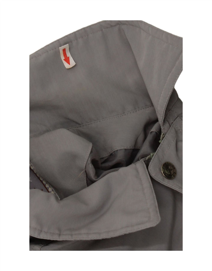 Vintage hombres suelta ajuste bombardero chaqueta Reino Unido 38 poliéster gris medio