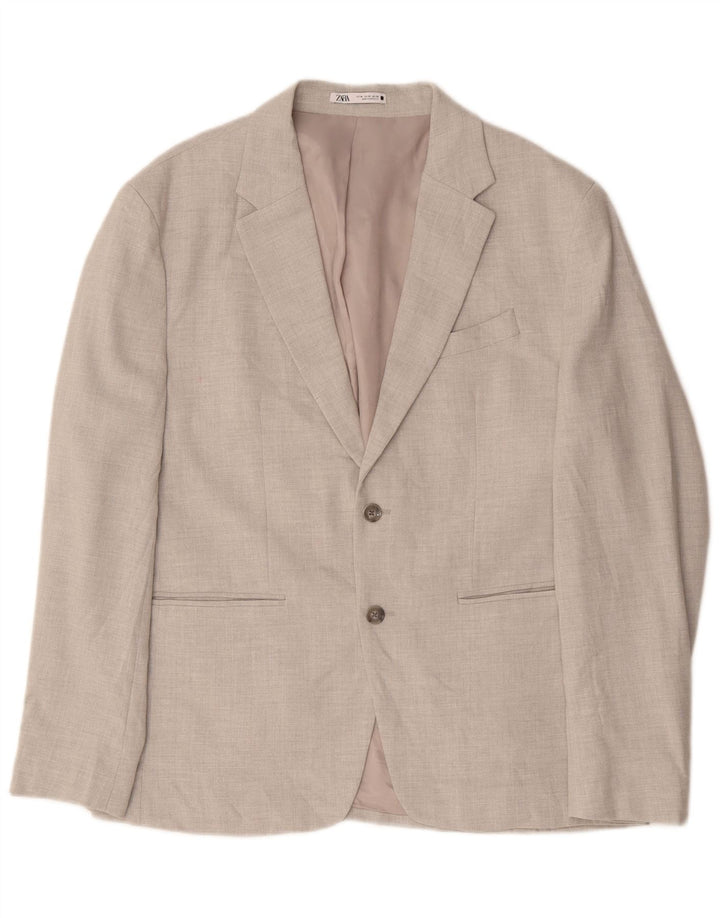 ZARA Chaqueta Blazer De 2 Botones Para Hombre UK 38 Poliéster Gris Medio